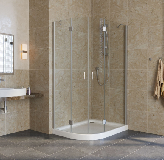 Душевой уголок Vegas Glass AFS-F Lux 100*90 07 01 R профиль матовый хром, стекло прозрачное