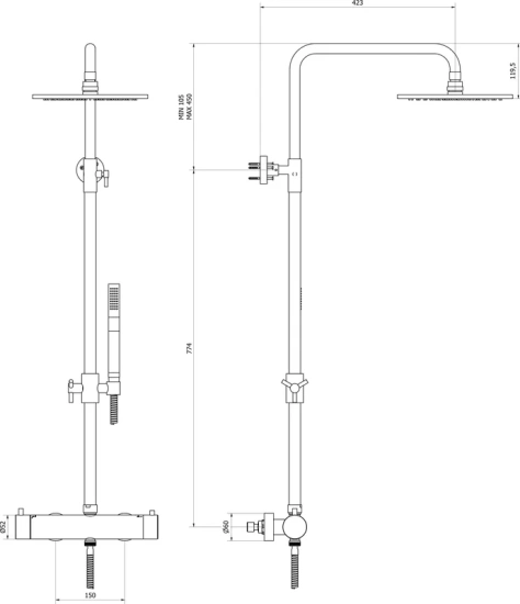 Душевая стойка IB Rubinetterie Industria ID800NP 13 matt black