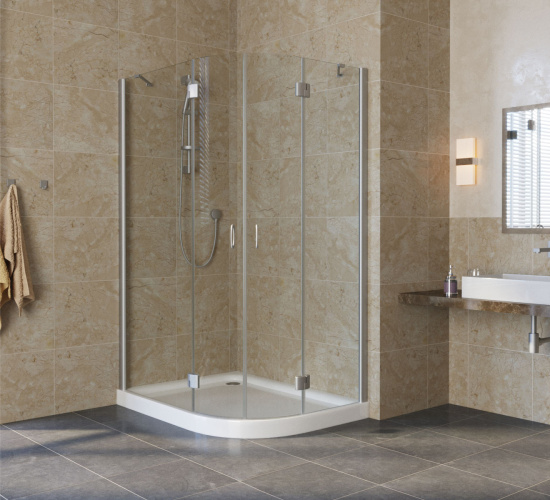 Душевой уголок Vegas Glass AFS-F Lux 120*100 07 01 L профиль матовый хром, стекло прозрачное