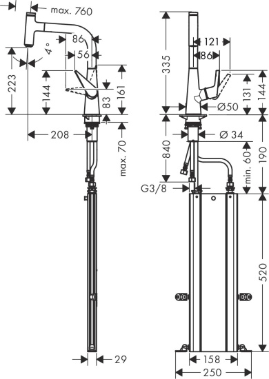Смеситель для кухни Hansgrohe Talis Select M51 73852000 хром