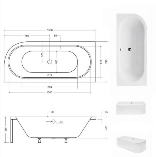 Акриловая ванна Besco Avita 150 L