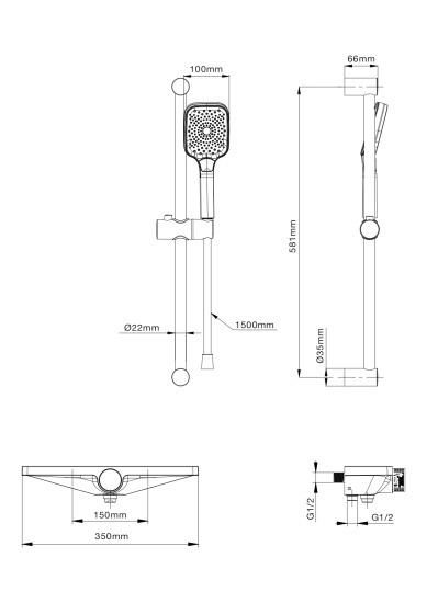 Смеситель для ванны Wonzon & Woghand Onix WW-B2551-A-MB