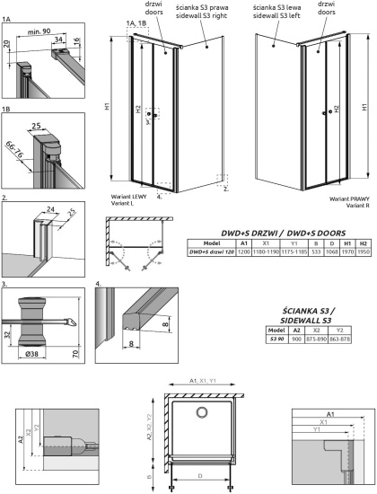 Душевой уголок Radaway EOS DWD+S 120x90