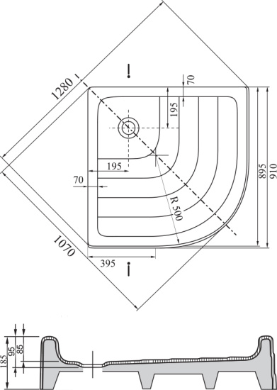 Поддон для душа Ravak Ronda-90 PU с экраном