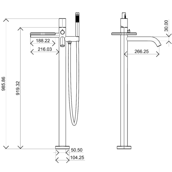 Напольный смеситель для ванны Boheme Stick 129-NB.2