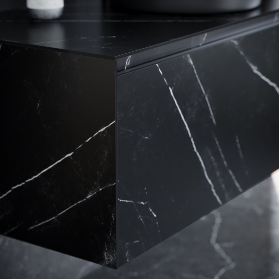 Тумба с раковиной Sancos Stone 120 со столешницей из керамогранита белый марамор, подвесная