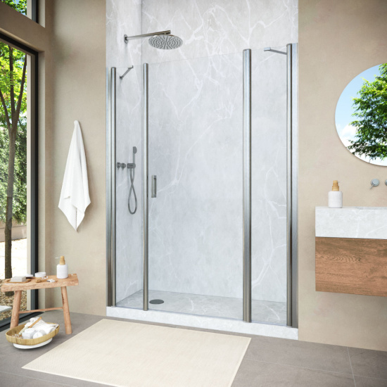 Душевая дверь в нишу Vegas Glass EP-2F NOVO h2000 190 04 01 R, профиль никель, стекло прозрачное