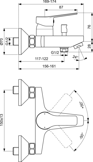 Смеситель для ванны Ideal Standard Entella BC236AA