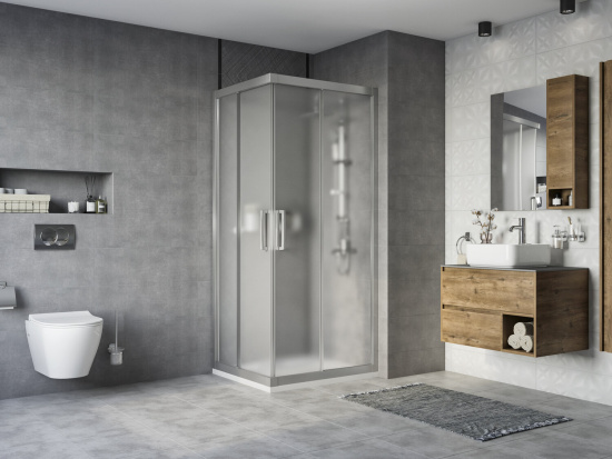 Душевой уголок Stworki Карлстад 90x80 см профиль хром матовый, стекло матовое