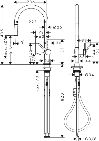 Смеситель для кухни Hansgrohe Talis M54 72842000 хром