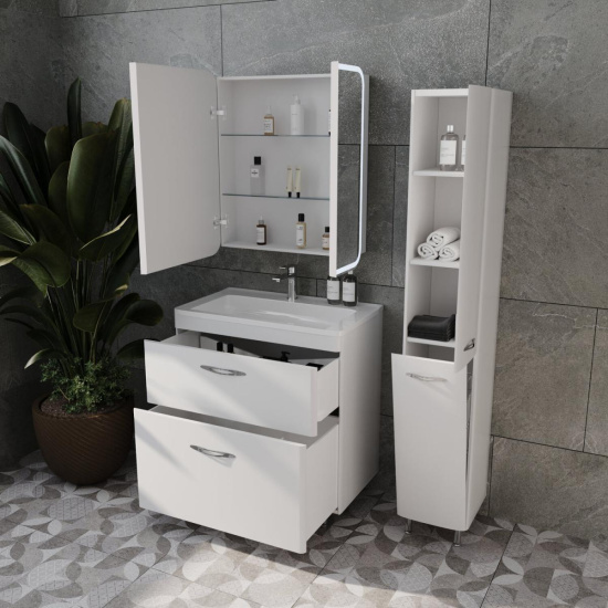 Пенал Style Line Каре 30 L Люкс белый с корзиной, Plus