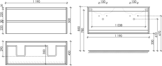 Тумба с раковиной Sancos Libra 120 двойная, белый глянец