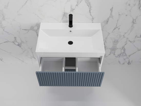 Тумба с раковиной Style Line Стокгольм 70 подвесная, графит софт
