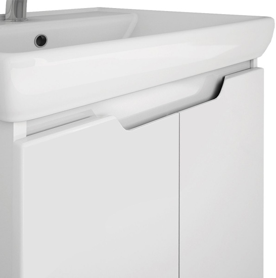 Тумба с раковиной Dreja Q Plus (D) 60 с опорами, белый глянец