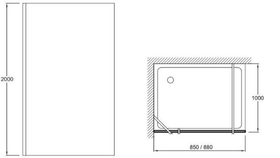 Душевая перегородка Jacob Delafon Contra 90 профиль хром
