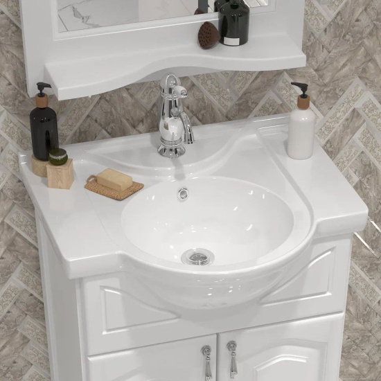 Зеркало Opadiris Риспекто 55 белое матовое, с полкой