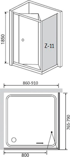 Душевой уголок RGW Classic CL-41 (860-910)x800x1850 профиль хром
