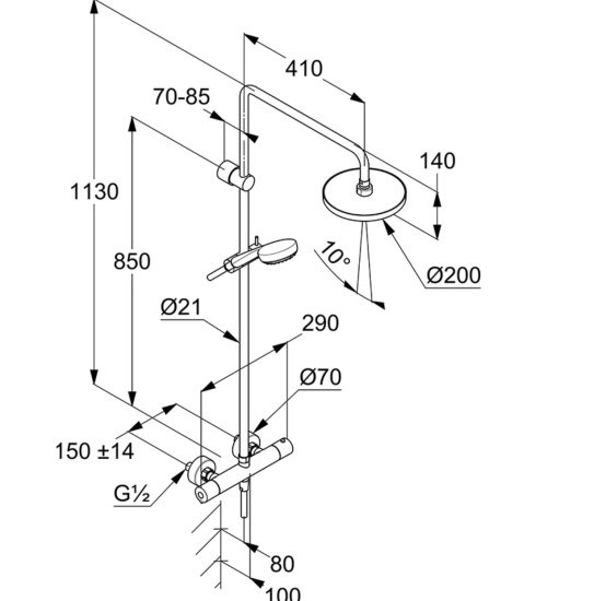 Душевая стойка Kludi Logo Dual Shower System 6809405-00, термостат