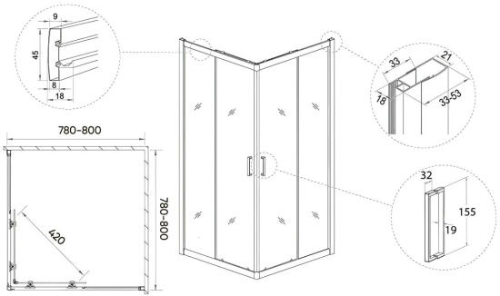 Душевой уголок Veconi Rovigo RV-27B 100x80