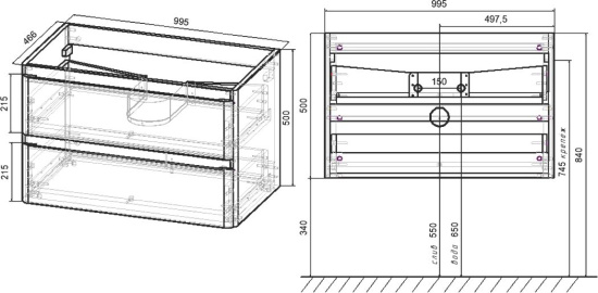 Мебель для ванной Vincea Vico 100 дуб винтаж