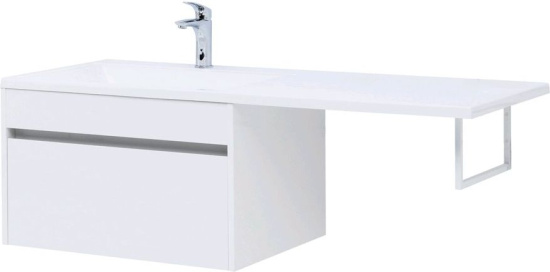 Тумба с раковиной Aquanet Токио 130 L белая подвесная, 1 ящик