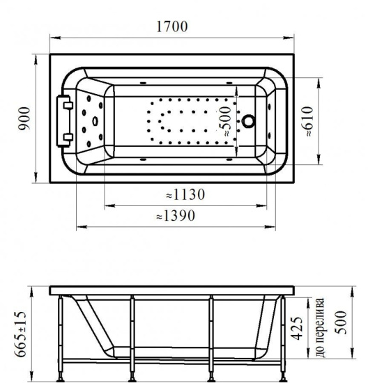 Акриловая ванна Radomir Хельга 2 170х90 см