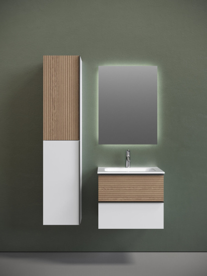 Тумба с раковиной Sancos Delta 60 дуб светлый/белый, DL60W