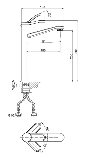 Смеситель для раковины D&K Venice Rialto DA1062041 высокий