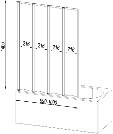 Шторка на ванну Am.Pm Like W80BS-100-140CT