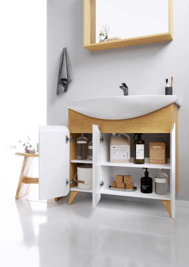 Тумба с раковиной Aqwella Basic 85 дуб золотой