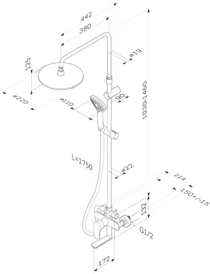 Душевая стойка AM.PM Like F0780910