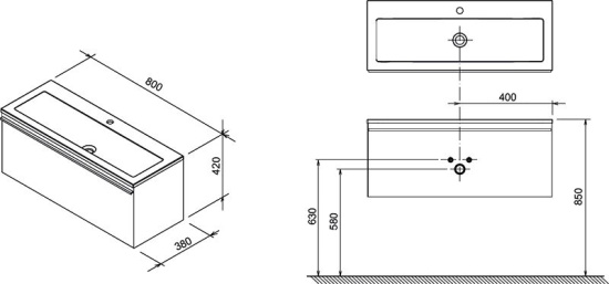Тумба с раковиной Ravak Clear 80 белая/вишня