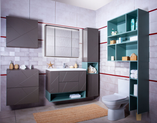 Зеркало-шкаф Бриклаер Кристалл 95 ясень анкор, темный, с подсветкой