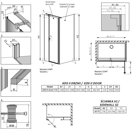 Душевой уголок Radaway EOS KDS II 110x75 L