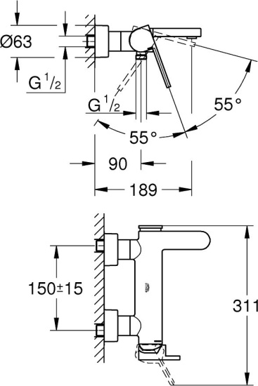 Смеситель для ванны Grohe Plus 33553AL3 темный графит