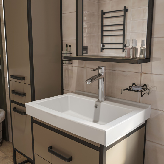Тумба с раковиной Sanflor Норд 60 тауп с раковиной Grand 60