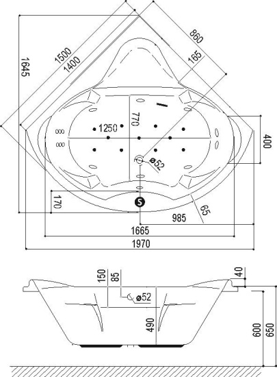 Акриловая ванна Excellent Konsul 150x150 см