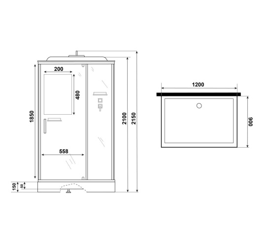 Душевая кабина Niagara Standart ST120/90/15Q/BL