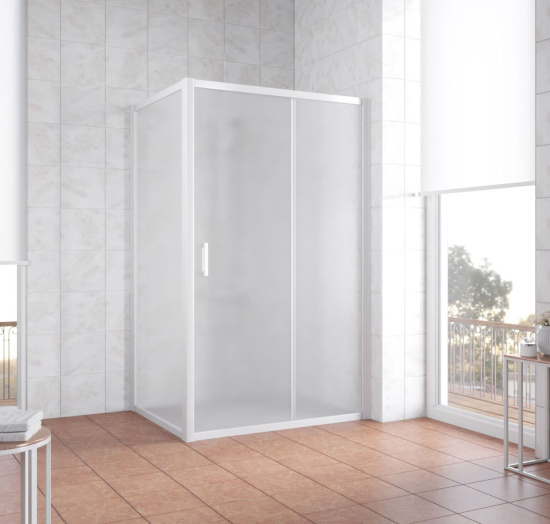 Душевой уголок Vegas Glass ZP+ZPV 120*80 01 10 профиль белый, стекло сатин