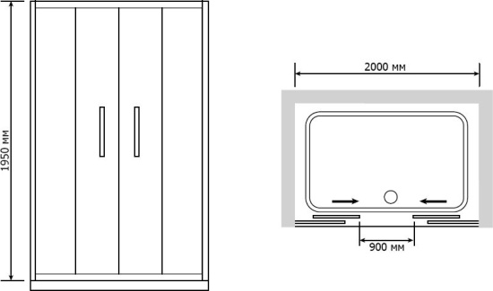 Душевая дверь в нишу RGW Passage PA-11 (2000-2040)x1950 профиль хром