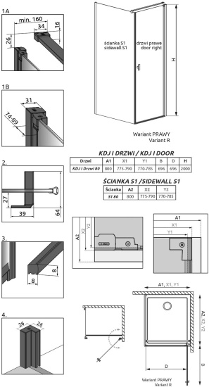 Душевой уголок Radaway Nes Black KDJ I Frame 80x80 R