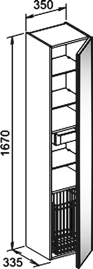 Пенал Keuco Royal Reflex стекло антрацит, с корзиной