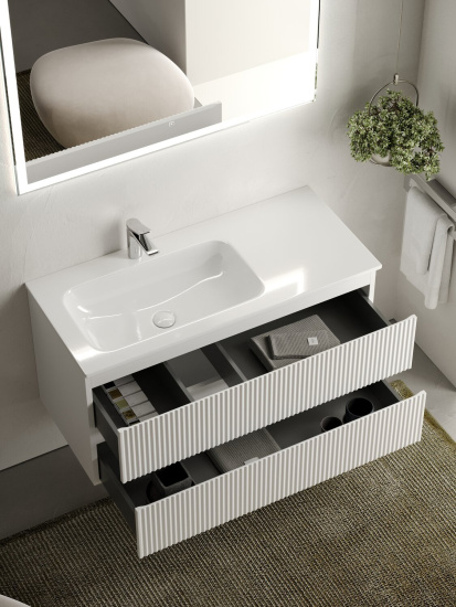 Тумба с раковиной Sancos Snob R 100 Bianco левая SNR100LW, подвесная