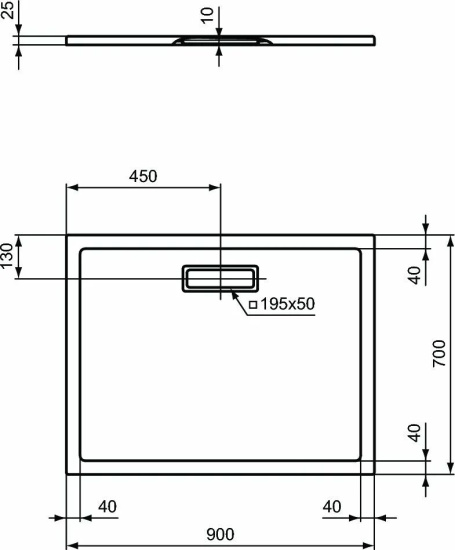 Поддон для душа Ideal Standard Ultra Flat New 90x70 прямоугольный с сифоном