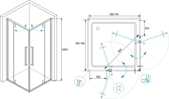Душевой уголок RGW Stilvoll SV-33 80х80