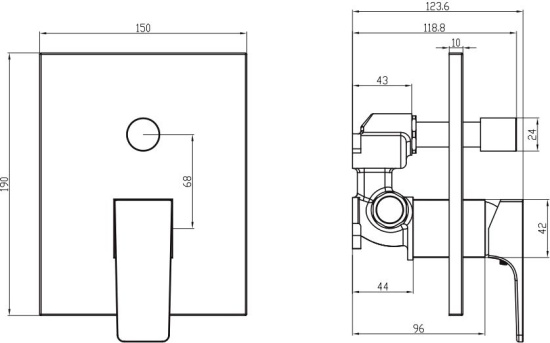 Смеситель для ванны Villeroy & Boch Architectura Square TVS12500300061