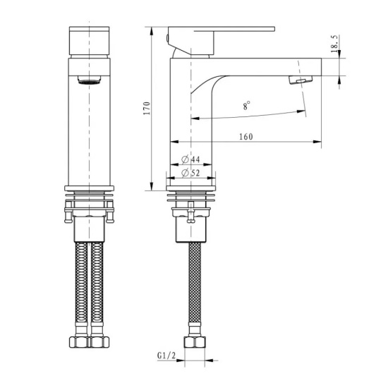 Смеситель для раковины Filarete Retta FL5030BL, черный