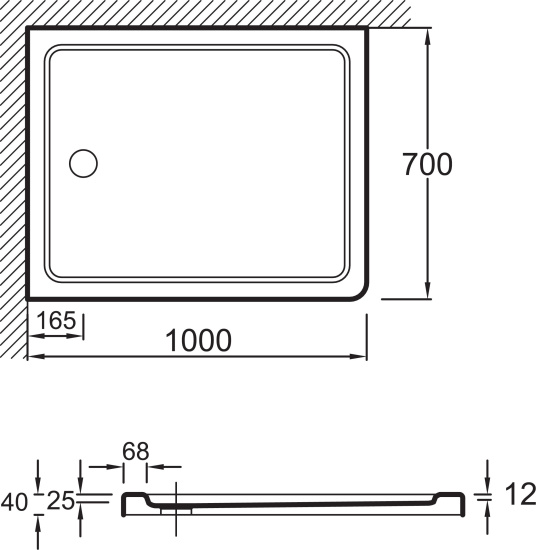 Поддон для душа Jacob Delafon Flight E62484 100х70 с сифоном