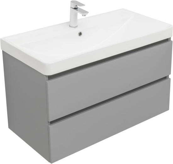 Тумба с раковиной Aquanet Вега 2.0 90 2 ящика, мисти грин, раковина Ирис
