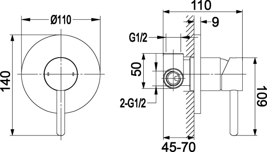 Смеситель для душа Omnires Y 1245 с внутренней частью, хром